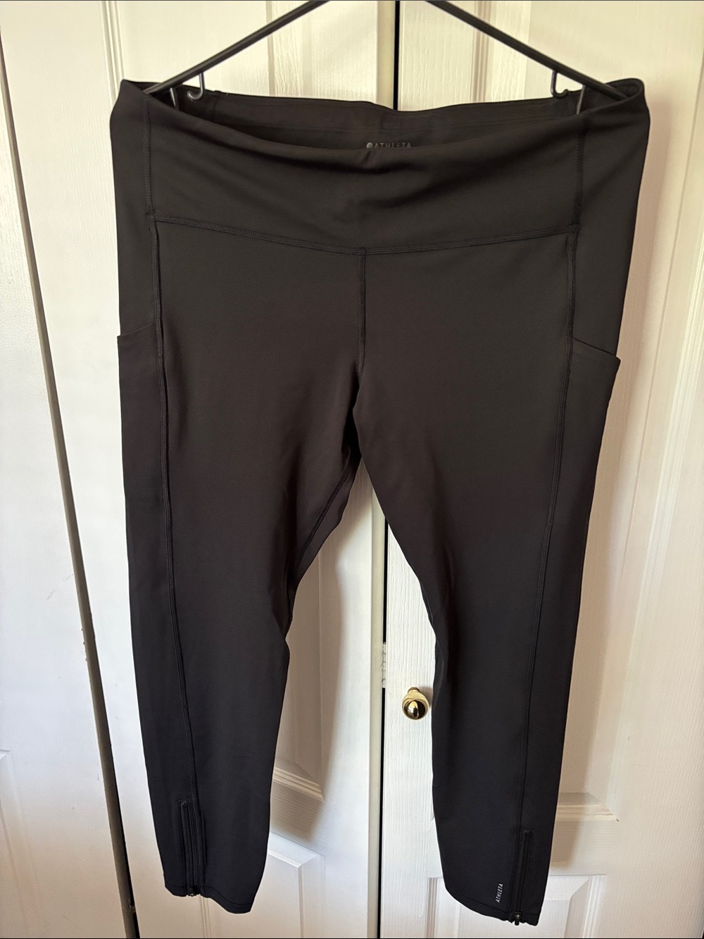 Athleta Black High-Rise Leggings with Side Pockets
